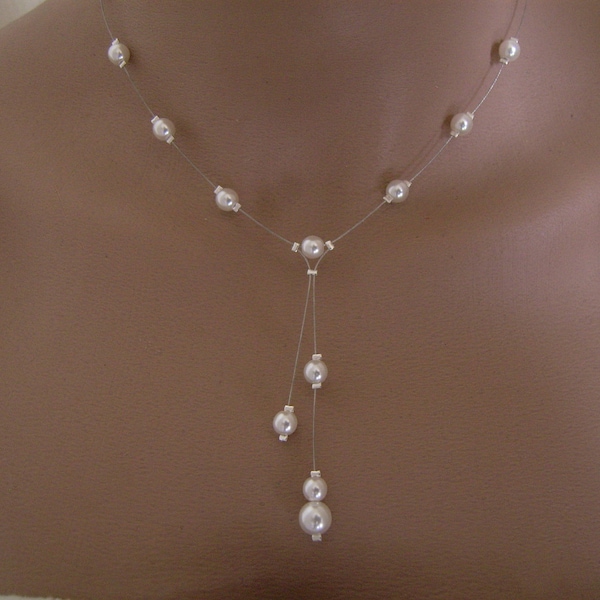 Collier Blanc Ivoire clair Mariée/Mariage/Soirée/Cérémonie perles imitation culture Bijou  Couleur personnalisable Oïana Création Française