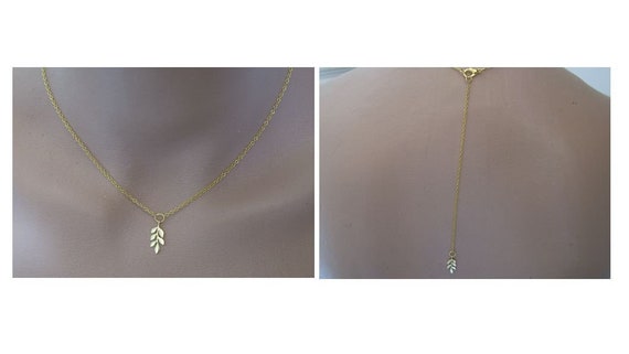 Fine Nature Leaf Pendant Chain Necklace Set Golden gold Back Jewel Bridal Wedding Evening Ceremony Cocktail p Dress cheap Etsy