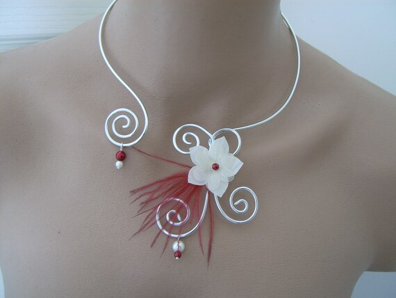 Collier Perles Crème Blanc Argenté - Robe Mariée Soirée - Pas Cher