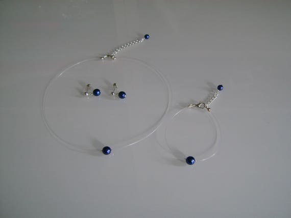 Parure De Bijoux De Soirée Strass Bleus - Collier Et Boucles D'oreilles - Neuf Avec étiquettes