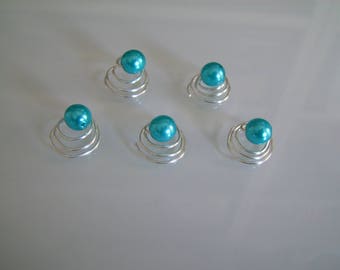 lot 5 spirales Bleu Turquoise Pics/pinces/épingles/accessoires cheveux courts/détachés p robe  Mariée/Mariage/Soirée (pas cher)