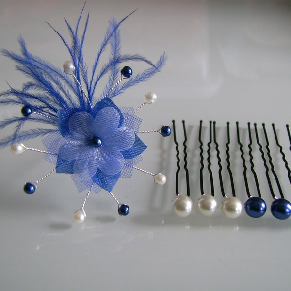 Lot Pic/Bijou/Pinions/Pliers/Chignon Hair Accessory Royal Royal King Electric Navy/Ivory/White p Wedding Dress/Wedding/Flower Evening