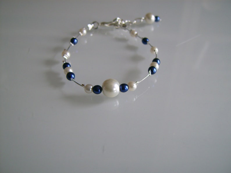 Parure femme bijou Collier Bracelet boucle Ivoire/Crème/Beige/Blanc cassé/Bleu Roi/Marine/Foncé Mariée/Mariage/Soiré/Cérémonie Robe pas cher image 3