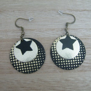 Orecchini Star Night Black Peas Colore Oro Bronzo Dorato Pelle/Carta/Metallo Oïana Creazione Made in France