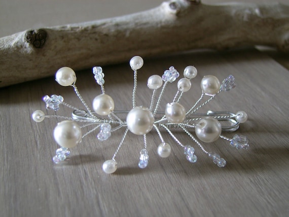 Attache/Remonte Traine/Broche Ivoire Perles p robe Mariée/Mariage