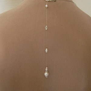 Resevé IVANA Bijou/Back Fall 30cm (Dress of) Bride/Wedding/White Evening/Ivory/Swarovski Crystal Pearl Beads (cheap)