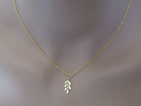 Halskette Kette Blatt Natur fein Golden