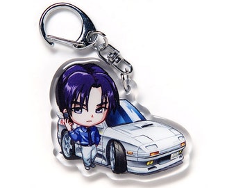 Initial D Shingo Shoji Civic SiR EG6 Red 1st Stage Character Acrylic Charm Keychain Double-Sided Manga Anime Car JDM Fanart
