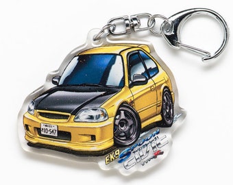 Initial D Shingo Shoji Civic SiR EG6 Red 1st Stage Character Acrylic Charm Keychain Double-Sided Manga Anime Car JDM Fanart