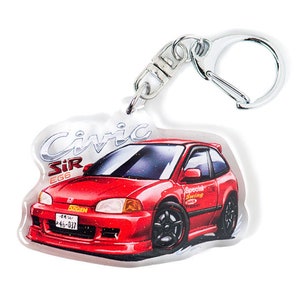 Initial D Shingo Shoji Civic SiR EG6 Red 1st Stage Character Acrylic Charm Keychain Double-Sided Manga Anime Car JDM Fanart