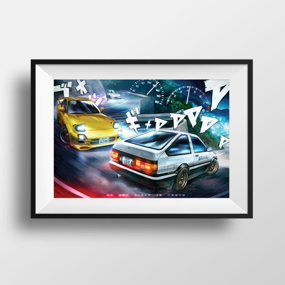 Initial D Project D No One Sleep In Tokyo Ae86 Trueno Vs Rx 7 Etsy