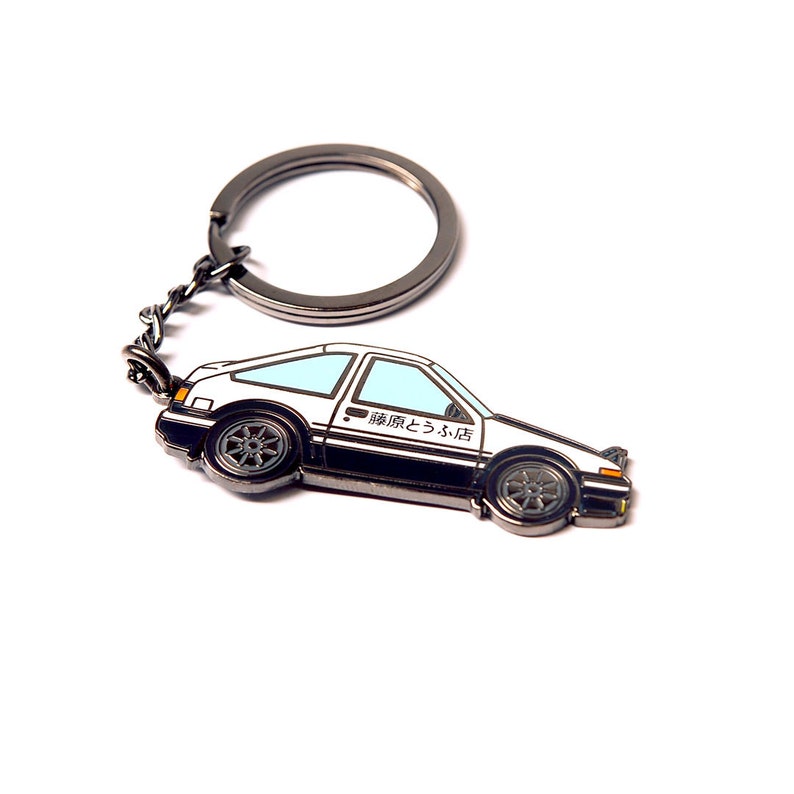 AE86 Hachiroku Trueno Corolla GTS Initial D Takumi Fujiwara Metal Enamel Keychain Car Racing Anime