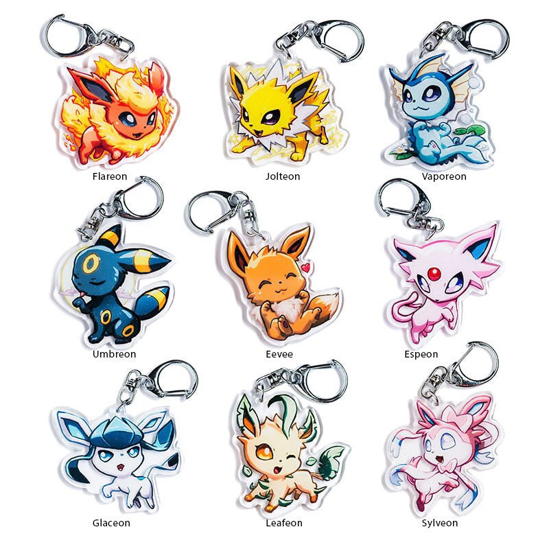 Keychain Pok\u00e9mon Eeveelution Eevee Espeon Umbreon Leafeon Sylveon Vaporeon Flareon Jolteon Glaceon Transparent Acrylic
