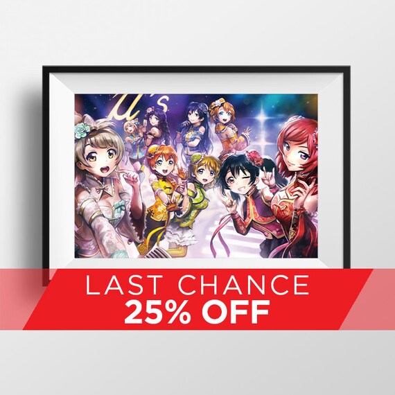 love live school idol project group poster print china dress cheongsam  chinese outfit anime wall art home decor digital art illustration