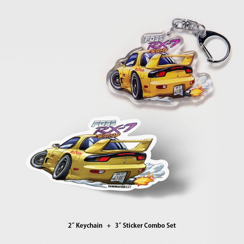 Initial D Keisuke Takahashi Rx7 Rx 7 Fd3s Redsuns 1st Stage Yellow Drift Rear Acrylic Charm Keychain Double Sided Anime Car Jdm Fanart Accessories Keychains Thermobynina De