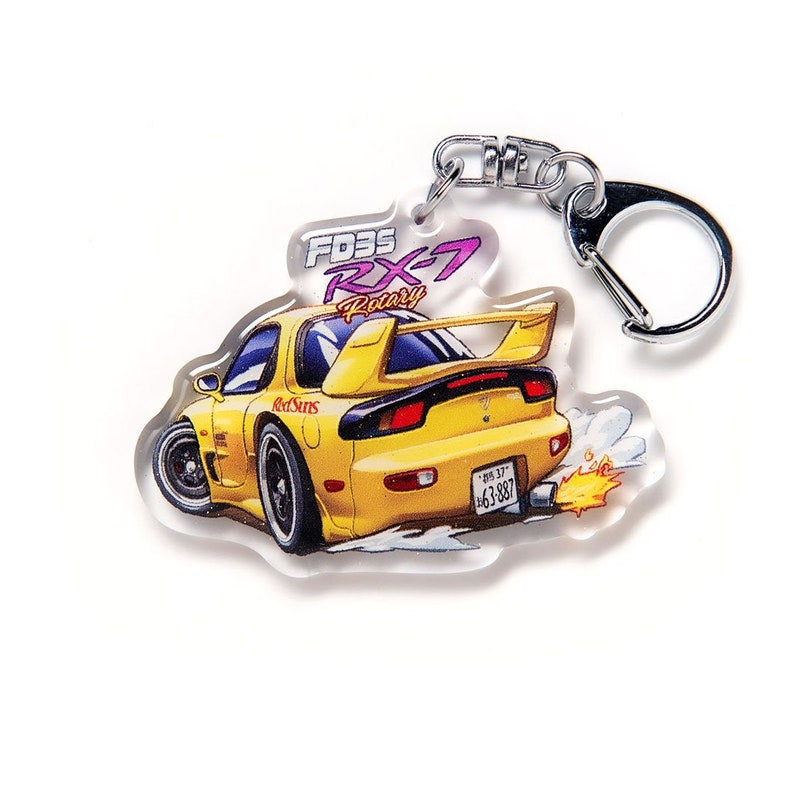 Initial D Keisuke Takahashi Rx7 Rx 7 Fd3s Redsuns 1st Stage Yellow Drift Rear Acrylic Charm Keychain Double Sided Anime Car Jdm Fanart Accessories Keychains Thermobynina De