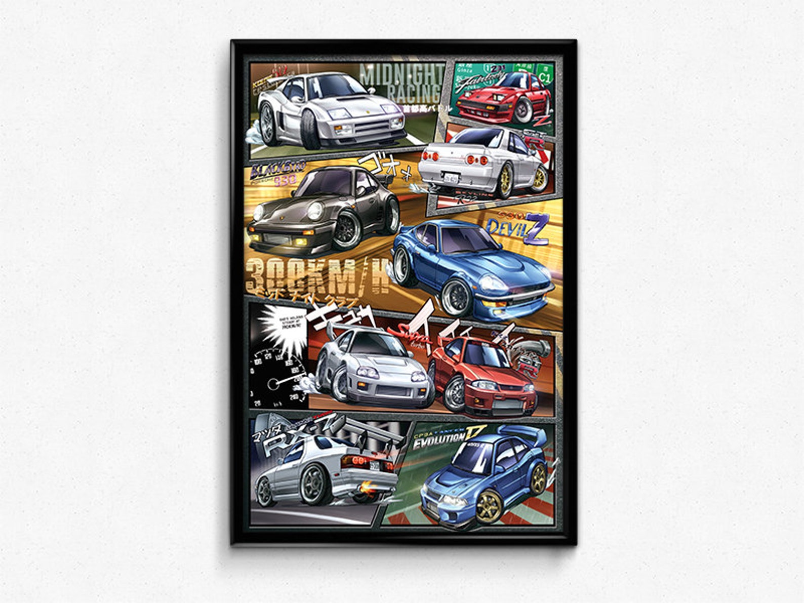 Wangan Midnight Manga Styled Car Poster Print Wall Art Fanart Etsy