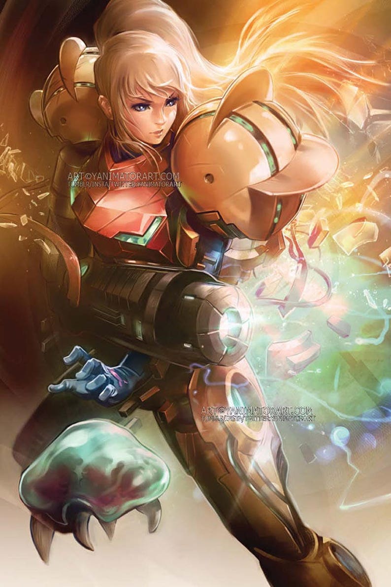 Metroid Varia Suit Samus Aran Poster Print Metroid Prime Wall Etsy