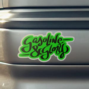 Naklejka na samochód Gasoline & Glory - zabytkowa naklejka Hot Rod na samochody pokazowe, narożniki zderzaka, skrzynki narzędziowe - fajny prezent dla miłośników samochodów, mechaników, ojców samochodów
