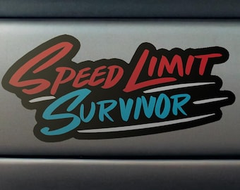 Pegatina Speed Limit Survivor, decoración automotriz, arte para pared de garaje, estilo de vida JDM, calcomanía para caja de herramientas, pegatina para casco, industrial de alta resistencia