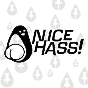 Nice Hass - Avocado Cute Nice Ass Winking Meme Humorous Bumper Sticker Instagram Repost SVG