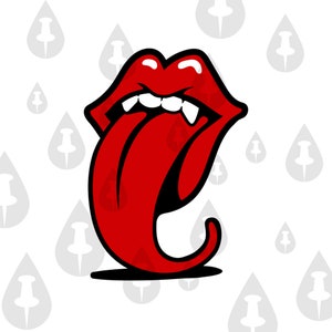 Vampire Lizard Tongue & Lips - Rolling Stone Tongue Meme SVG