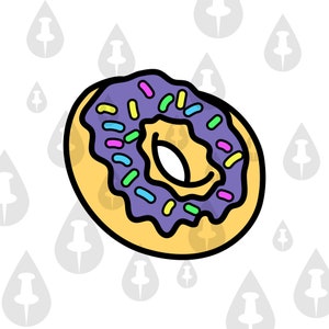 Cartoon Style Donut with icing and sprinkles- Simpsons / Pop-Tart Style SVG and instagram repost ready PNG, Tasty sugary donuts delicious