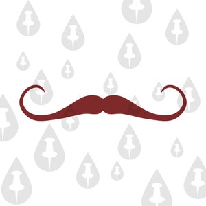 Curly Stache - Lustige geschweiften Dali Schnurrbart Silhouette SVG für Cricut Cutter
