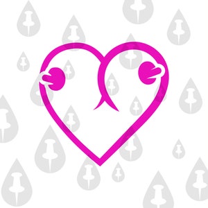 Boobs Svg, Hand Drawn Boobies Svg. Tits Svg. Vector Cut file for Cricut,  Silhouette, Sticker, Decal, Vinyl, Stencil, Pdf Png Dxf Eps.