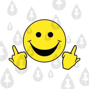 Smileygezicht met middelvingers omhoog - grappige brutale losbandige meme SVG