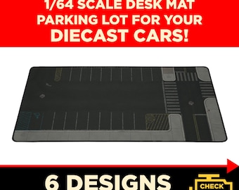 1/64 Scale Diecast Parking Lot Mat | Modular Diecast Display Playmat | Miniature Car Diorama Desk Mat | Diecast Collector Gift