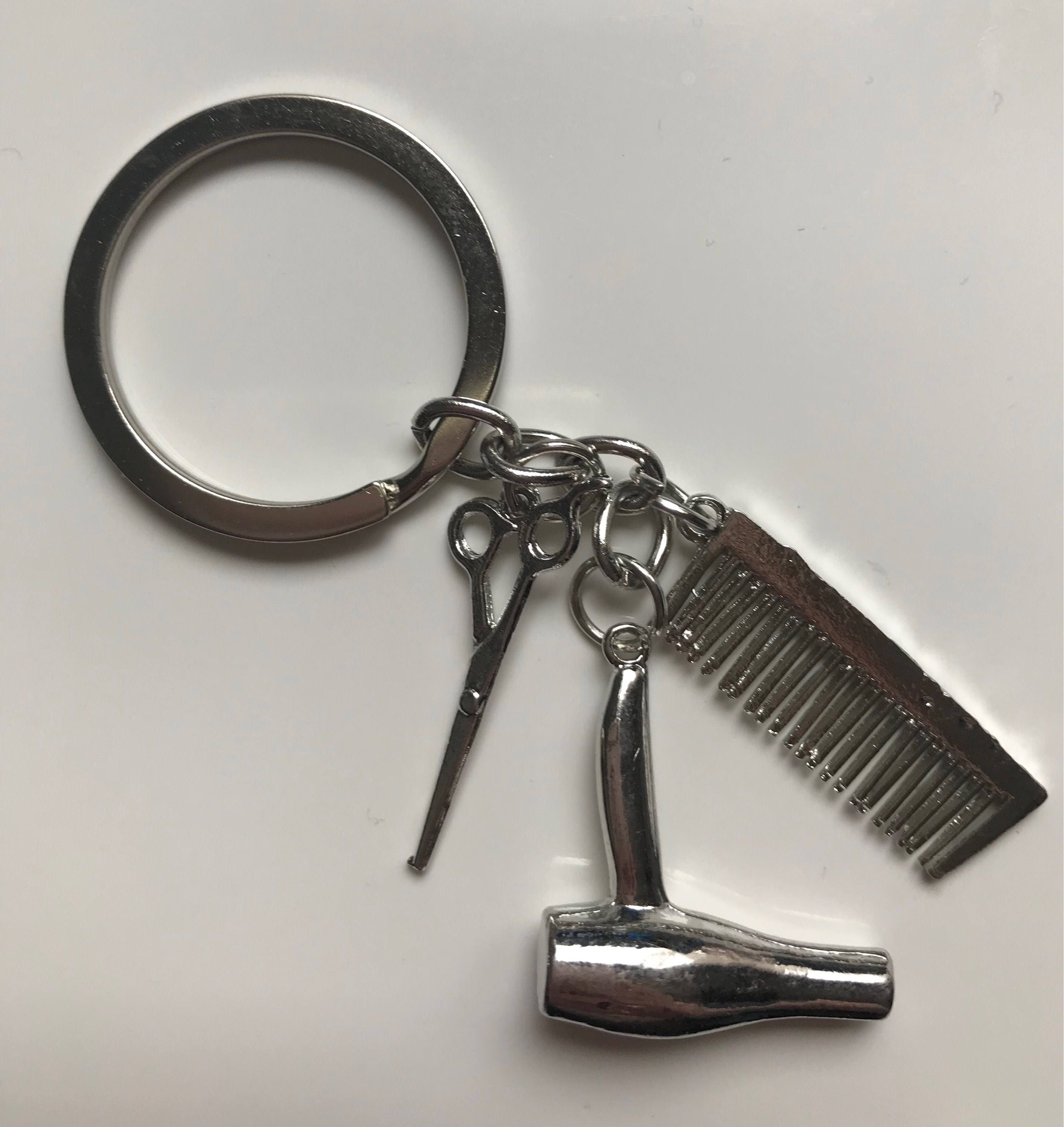 Hairdresser Keychain/hair Dryer Scissor Comb Etsy