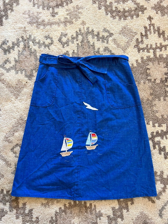 Handmade Vintage Sailboat wrap Skirt circa 1960s