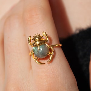 Sacred Scarab Gemstone Ring