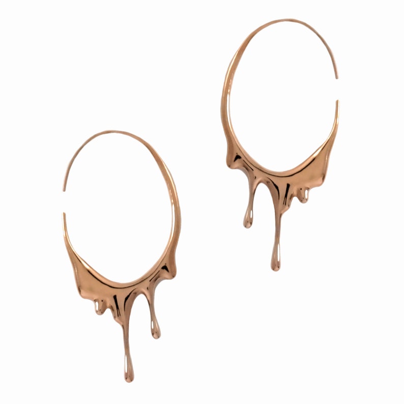 Rose Gold Dripping Circular Earrings
