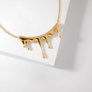 Rivulets Statement Necklace - Gold, Silver, Rose, Adjustable Chain, Dripping Geometric Pendent, Necklace Aesthetic, Unique Necklace