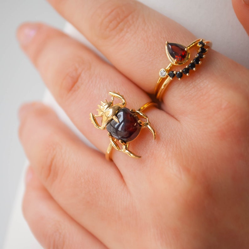 Sacred Scarab Gemstone Ring