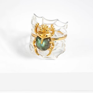 Sacred Scarab Gemstone Ring