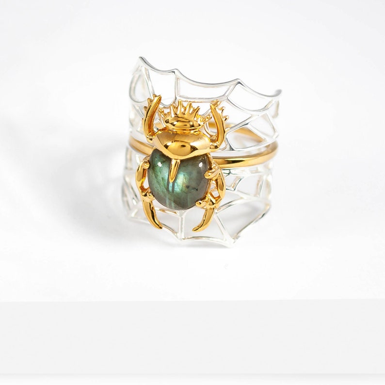 Sacred Scarab Gemstone Ring