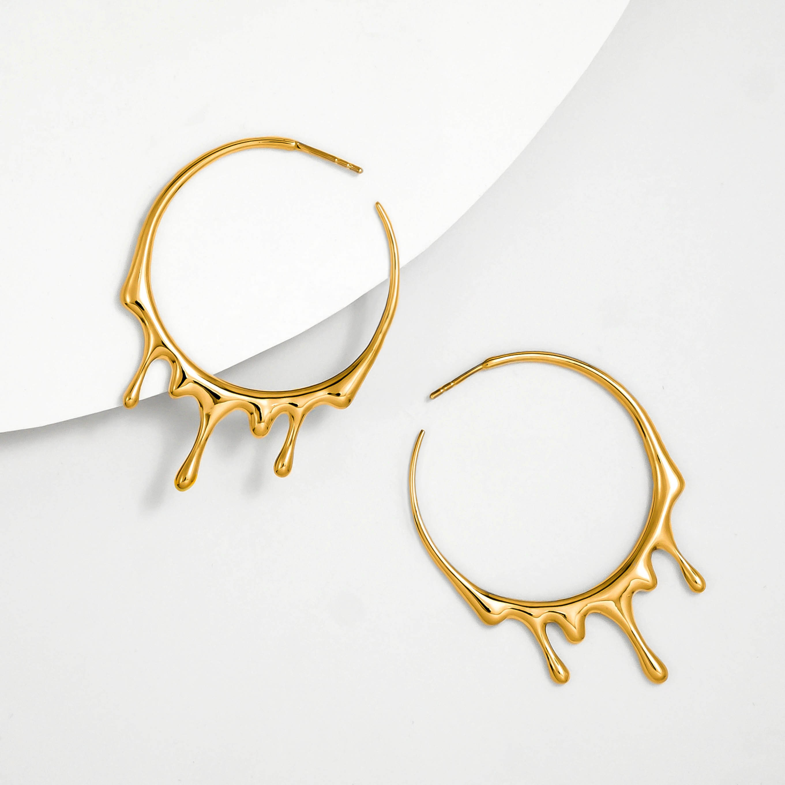 Dripping Circular M-1 | 24k Gold Vermeil | Hoops | Earrings | Studs |…