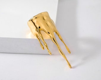 Dripping Rivulets Ring - Gold, Silver, Rose, Statement Ring, Streetwear Jewelry, Unique Jewelry for Everyday Wear