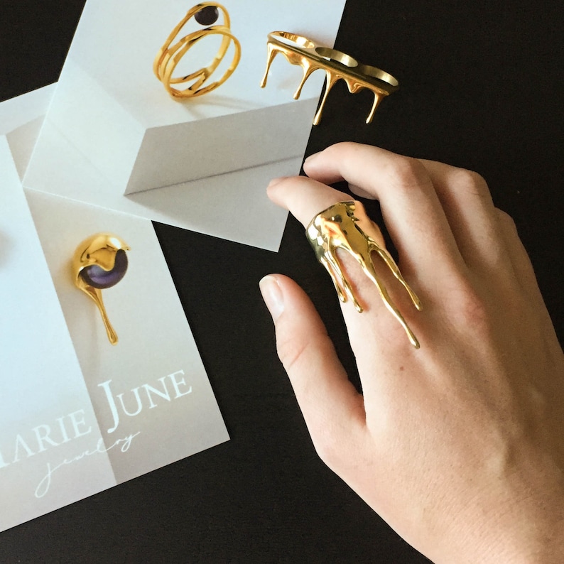 Rivulets Ring 24K Gold Vermeil Statement Ring Etsy UK