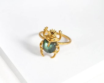 Sacred Scarab Gemstone Ring