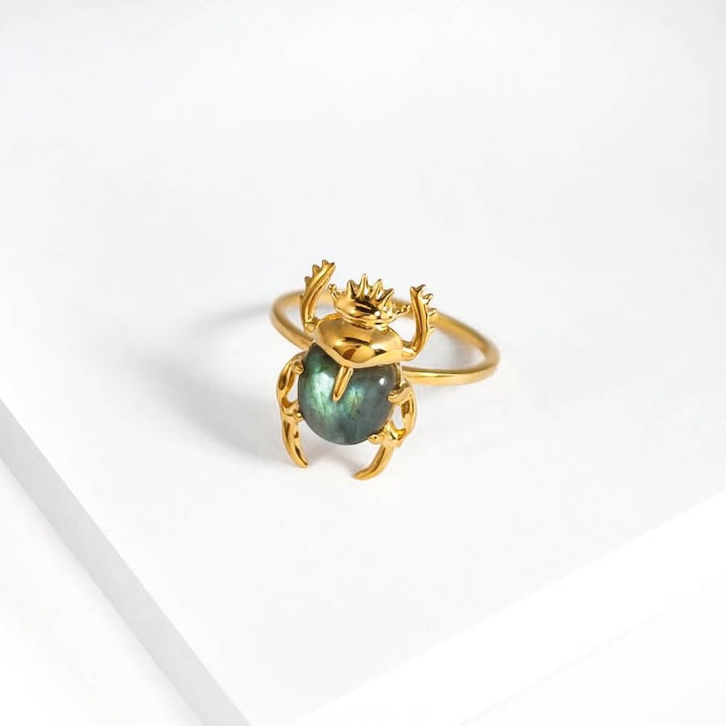 Sacred Scarab Gemstone Ring