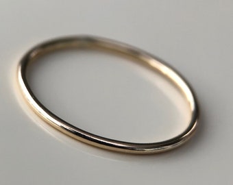 Solid 1mm 9ct Gold Plain Skinny Ring | Delicate Ring | Christmas Gift | Stacking Ring | Handmade | Recycled 9 carat Gold | UK | Pinky Ring