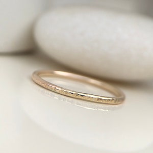 14ct Gold Filled 1.3mm Skinny Hammered Ring Delicate Ring Gold Ring Stacking Ring Handmade image 1