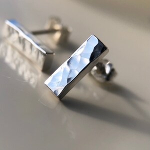 Ethical Solid Sterling Silver 925 Bar Stud Earrings/Sterling Silver Jewellery/Recycled Gift