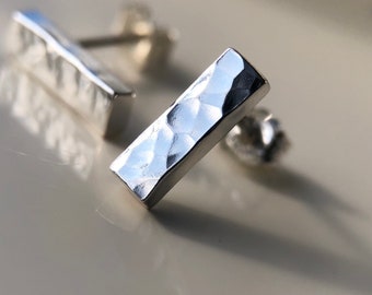 Ethical Solid Sterling Silver 925 Bar Stud Earrings/Sterling Silver Jewellery/Recycled Gift