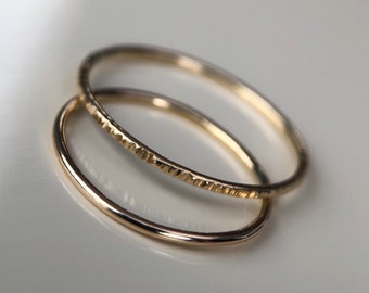 Solid 1mm 9ct Gold Skinny Hammered Ring | Delicate Ring | Solid Gold Ring | Stacking Ring | Band Ring | Handmade | Recycled 9 carat Gold