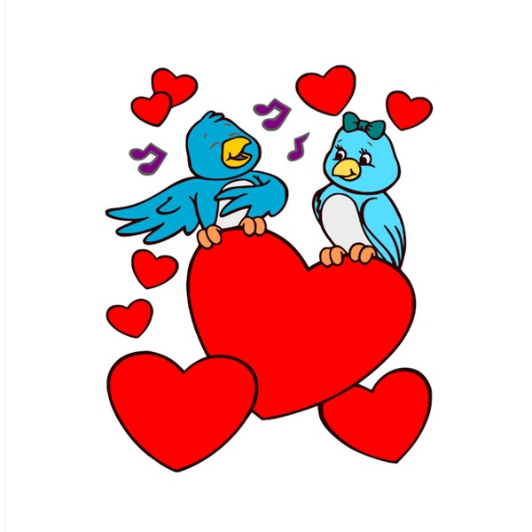 Love Bird Serenading His Valentine SVG PNG DXF layered cut files for Cricut Silhouette Glowforge Sublimation Heat Transfer Vinyl T-shirt Mug